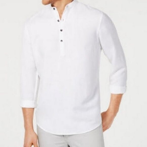 I.n.c. Mens Four-Button Linen Shirt - Picture 3 of 3